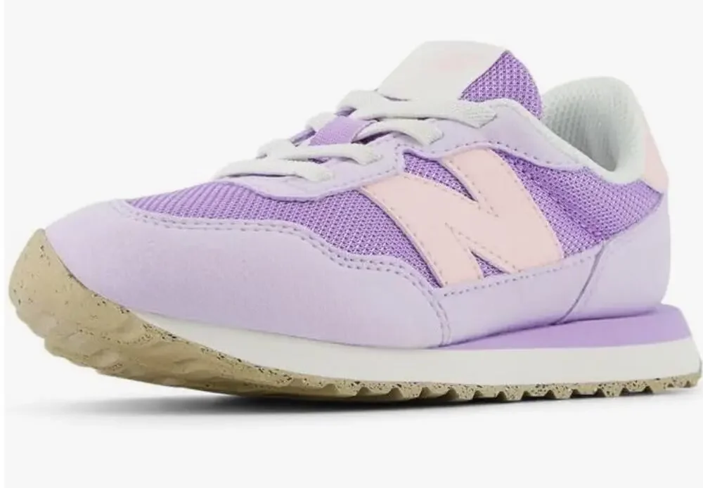 New Balance Kid's 237 V1 Bungee Sneaker, Lilac Glo/Shell Pink, 9 M Toddler